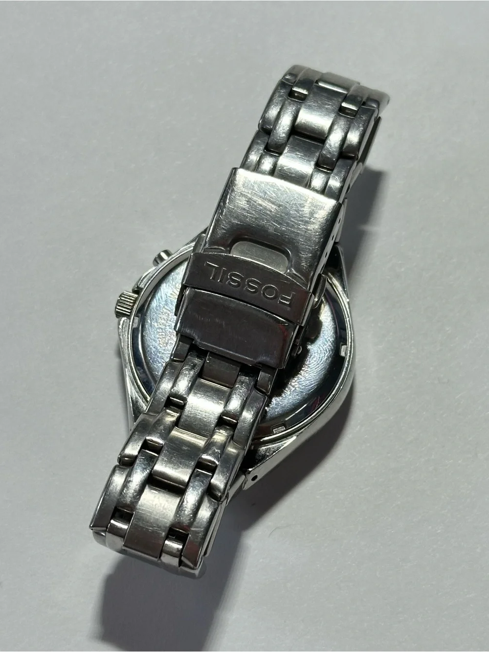 Y2K OlderBrotherCore Fossil Stainless Watch w/ Red Dial AM-3540 (Untested) Goth